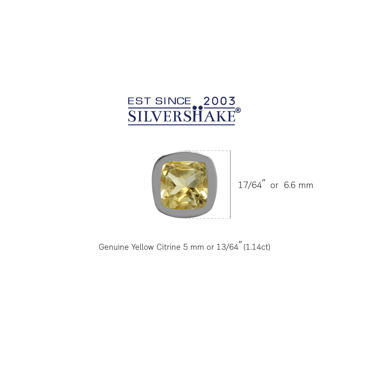 Genuine 1.1 ctw 5 mm Cushion Shape Citrine 925 Sterling Silver Stud Earrings - Silvershake-store