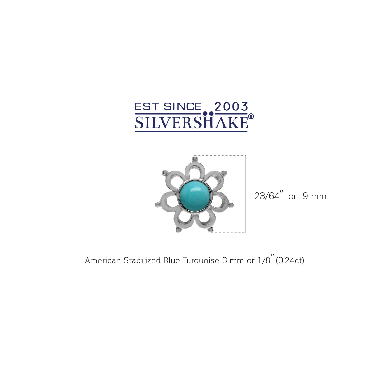 Petite Genuine Arizona American Turquoise 925 Sterling Silver Flower Stud Earrings