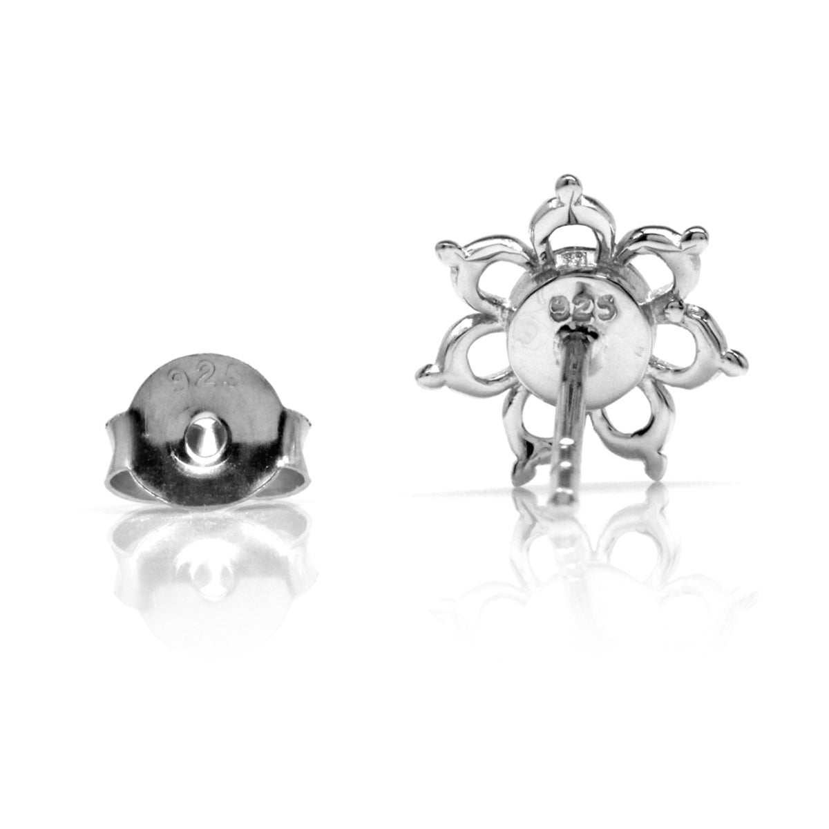 Petite Genuine Arizona American Turquoise 925 Sterling Silver Flower Stud Earrings