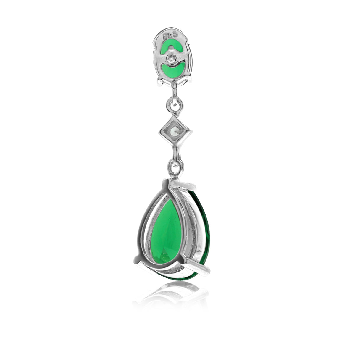 6.2 Ctw Pear Shape Nano Green Emerald 925 Sterling Silver Drop Dangle Stud Post Earrings - Silvershake-store