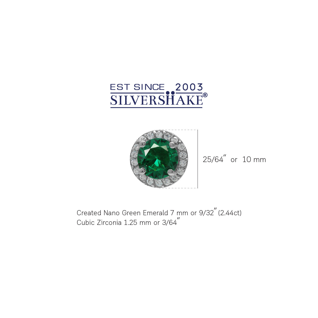 2.4 Ct 7MM Round Nano Green Emerald  925 Sterling Silver Halo Stud Earrings