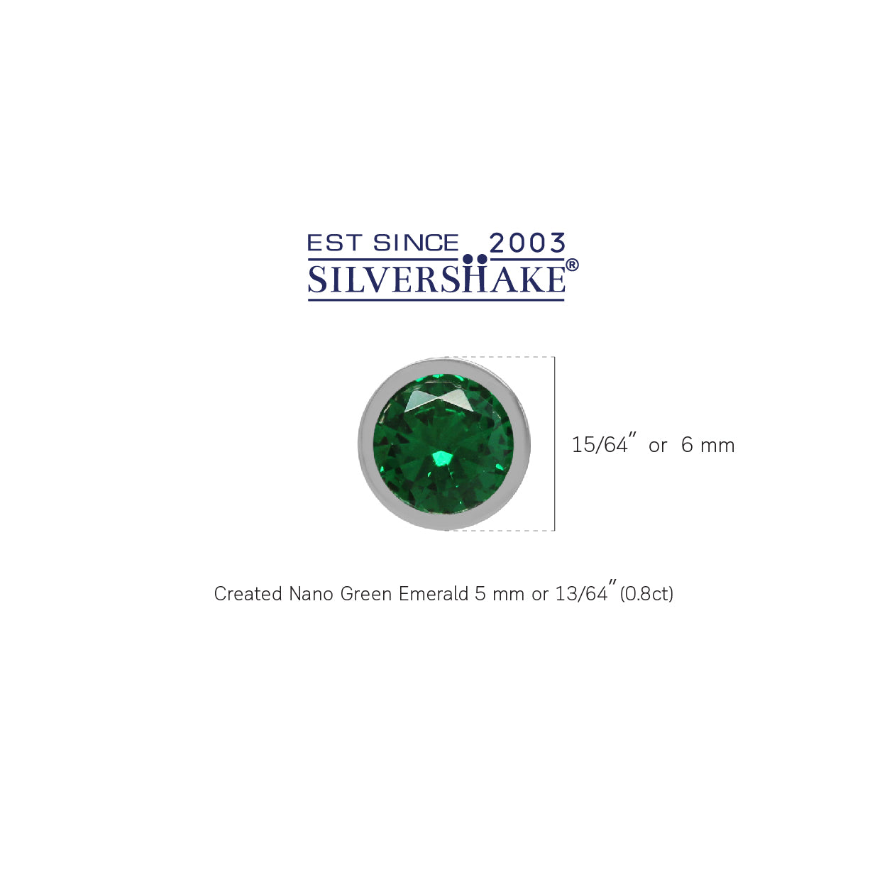 Petite 5 mm Round Nano Green Emerald 925 Sterling Silver Bezel Set Stud Earrings for May Birthstone - Silvershake-store
