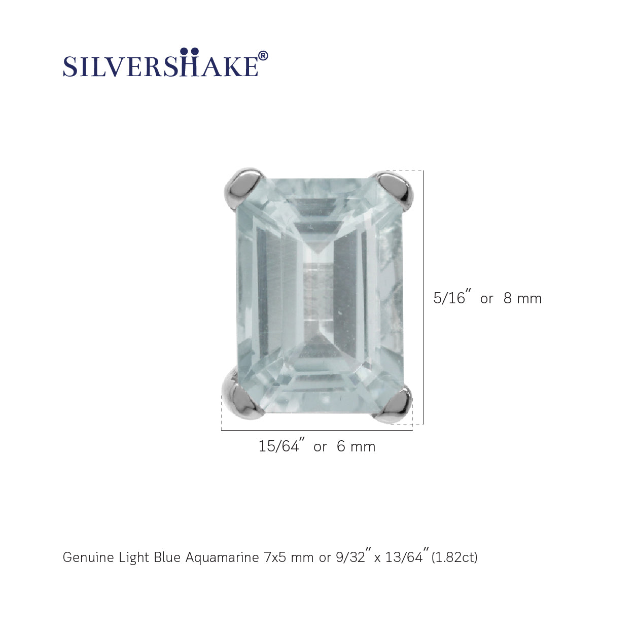 Very Light Blue Genuine Aquamarine Octagon 7x5 mm 1.8 Ctw 925 Sterling Silver Stud Earrings - Silvershake-store
