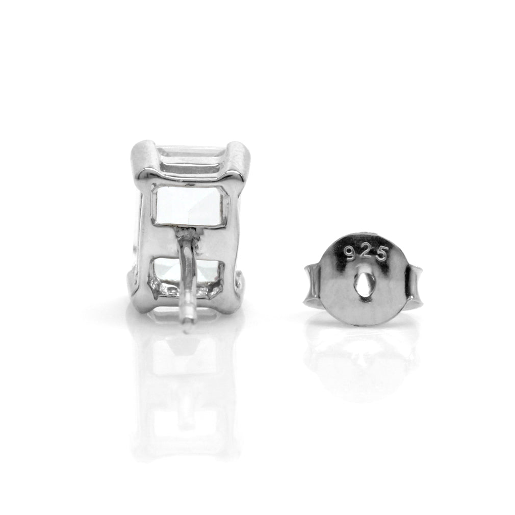 Very Light Blue Genuine Aquamarine Octagon 7x5 mm 1.8 Ctw 925 Sterling Silver Stud Earrings - Silvershake-store