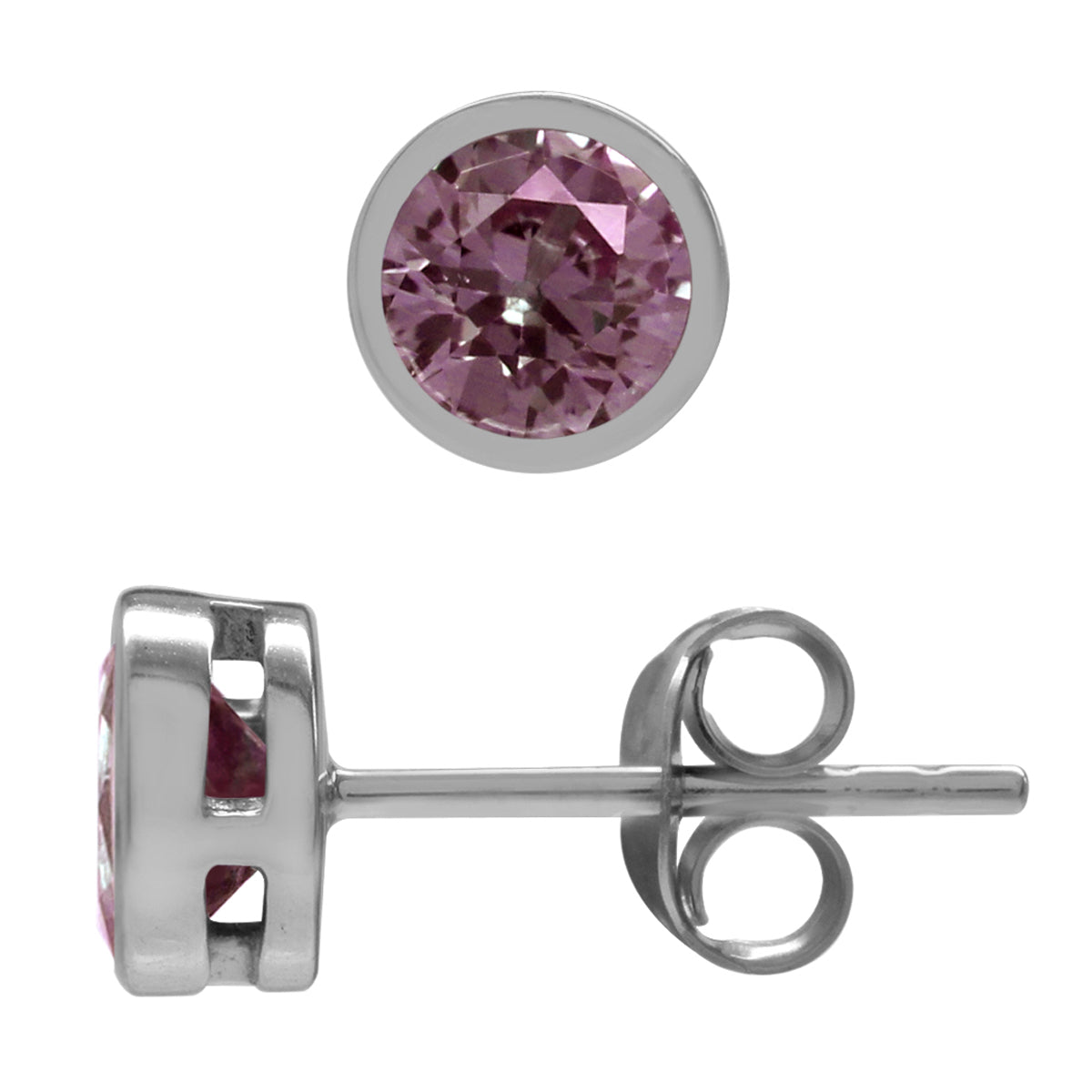 Petite 5 mm Round Created Color Change Alexandrite 925 Sterling Silver Bezel Set Stud Earrings - Silvershake-store