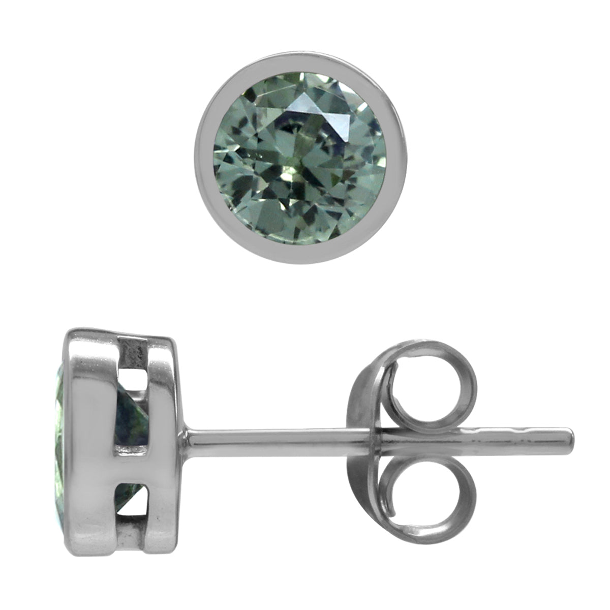 Petite 5 mm Round Created Color Change Alexandrite 925 Sterling Silver Bezel Set Stud Earrings - Silvershake-store