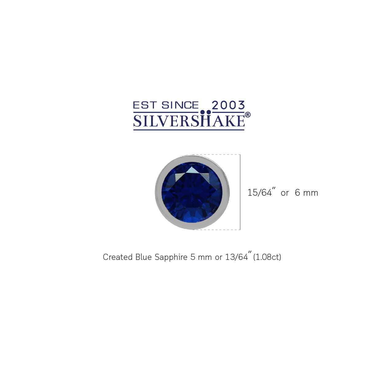 Petite 5 mm Round Created Blue Sapphire 925 Sterling Silver Bezel Set Stud Earrings - Silvershake-store