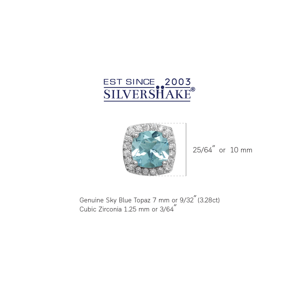 3.2 Ct 7MM Cushion Cut Genuine Sky Blue Topaz 925 Sterling Silver Halo Stud Earrings - Silvershake-store