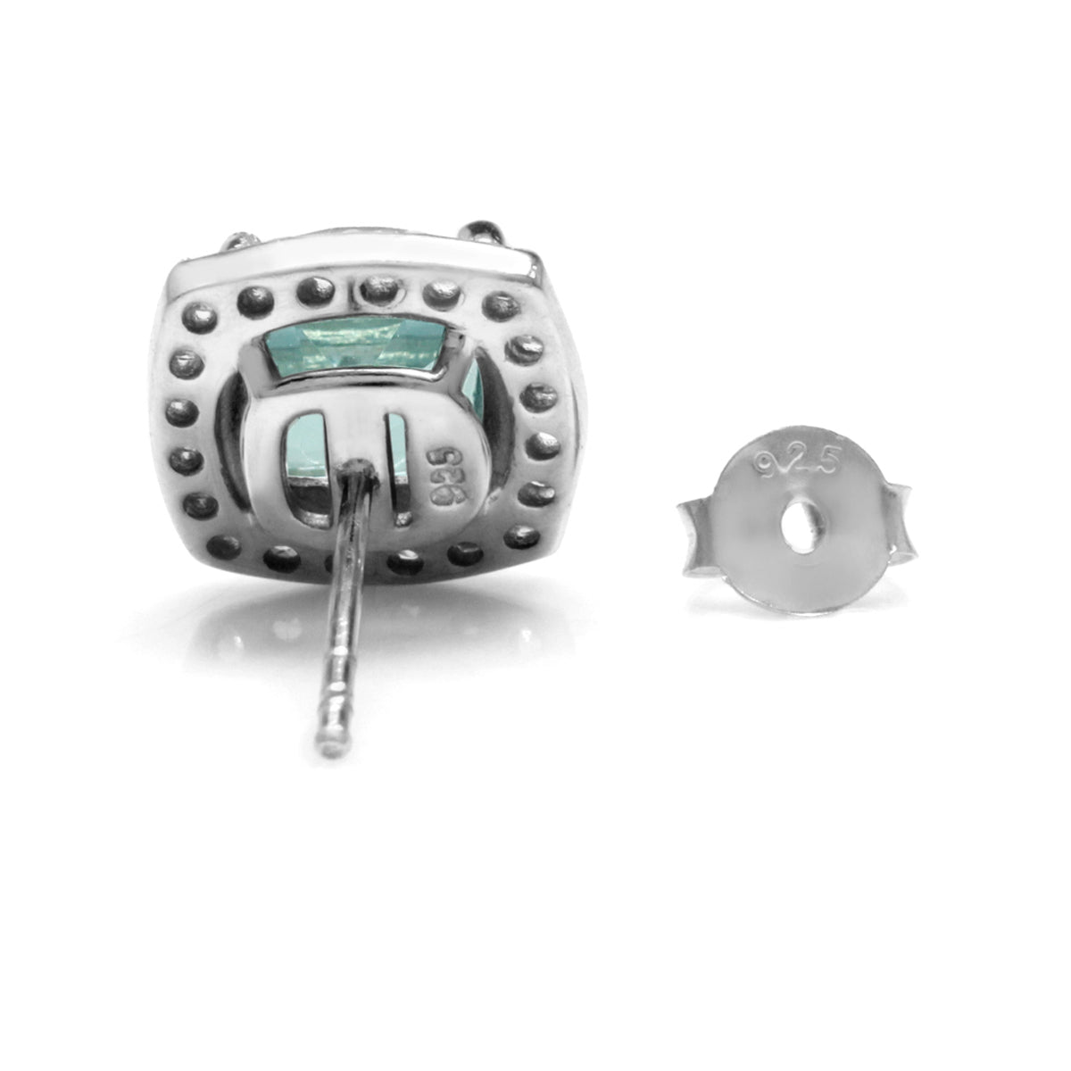 3.2 Ct 7MM Cushion Cut Genuine Sky Blue Topaz 925 Sterling Silver Halo Stud Earrings - Silvershake-store