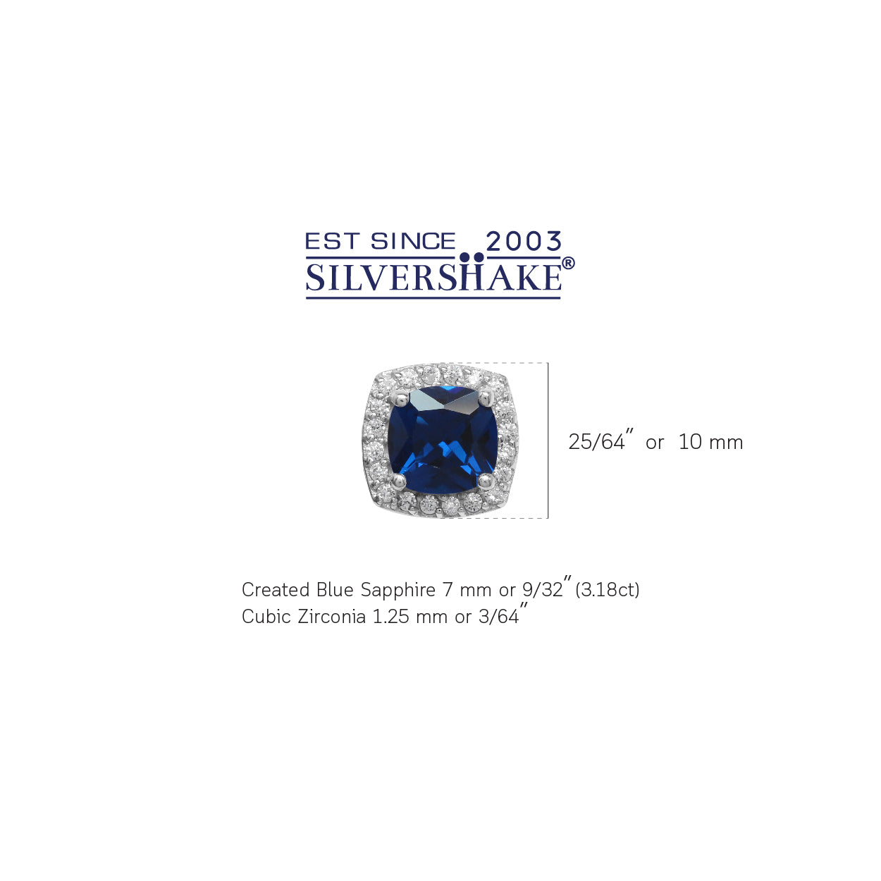 3.1 Ct 7MM Cushion Cut Created Blue Sapphire 925 Sterling Silver Halo Stud Earrings - Silvershake-store