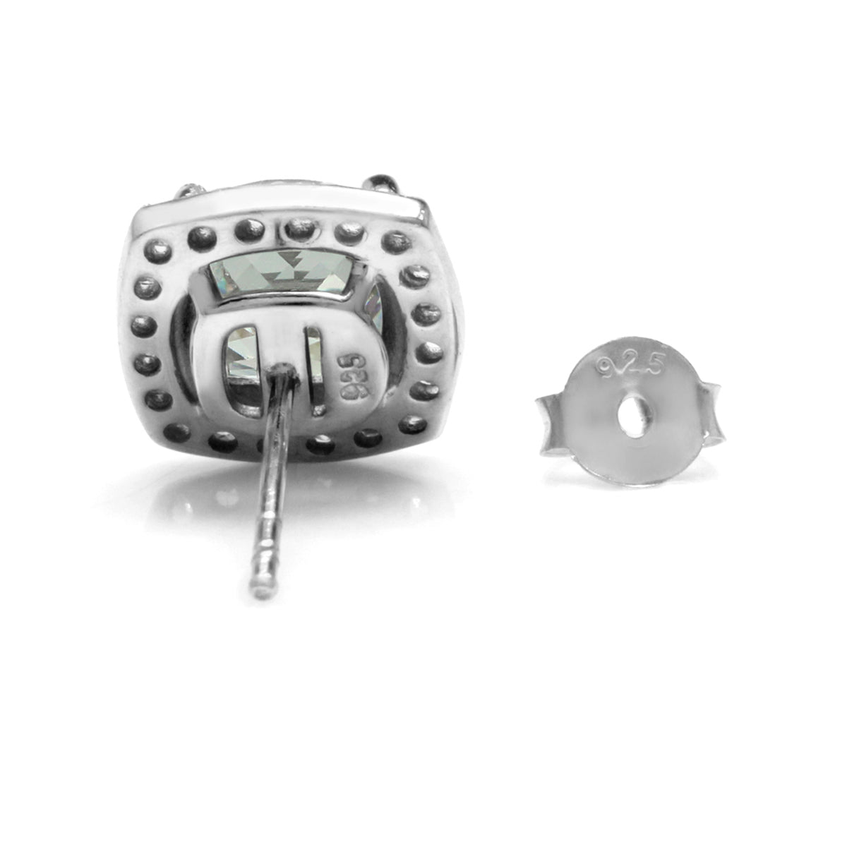 5 Ct 7MM Cushion Cut White Cubic Zirconia CZ 925 Sterling Silver Halo Stud Earrings - Silvershake-store