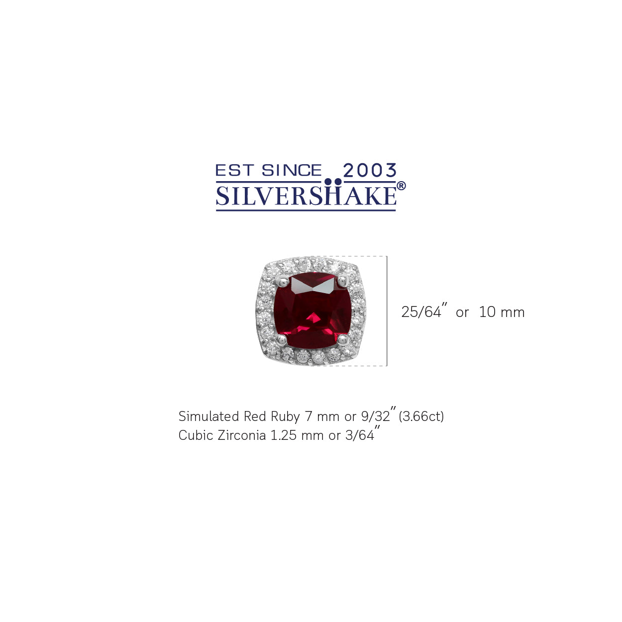 3.6 Ct 7MM Cushion Cut Simulated Red Ruby 925 Sterling Silver Halo Stud Earrings - Silvershake-store