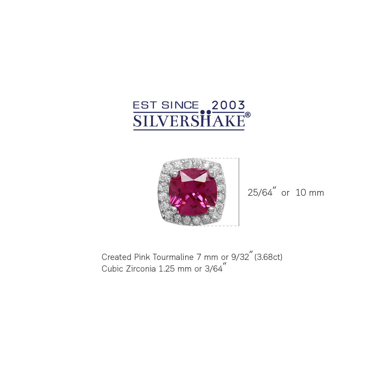3.6 Ct 7MM Cushion Cut Created Pink Tourmaline 925 Sterling Silver Halo Stud Earrings - Silvershake-store