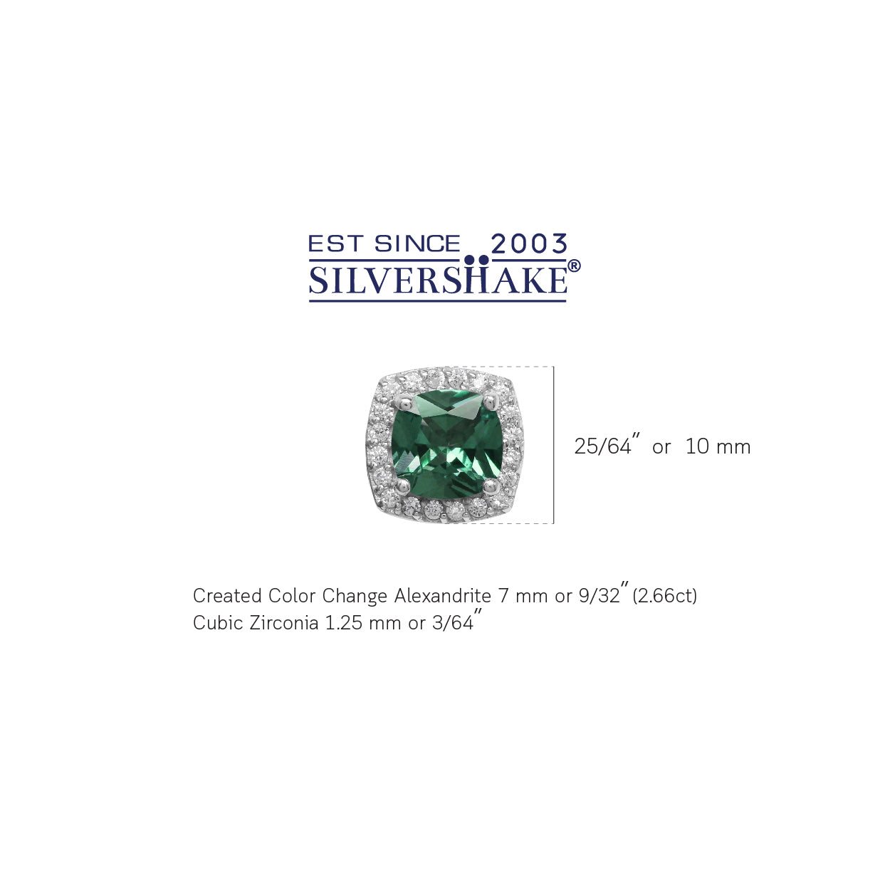 2.6 Ct 7MM Cushion Cut Created Color Change Alexandrite 925 Sterling Silver Halo Stud Earrings - Silvershake-store
