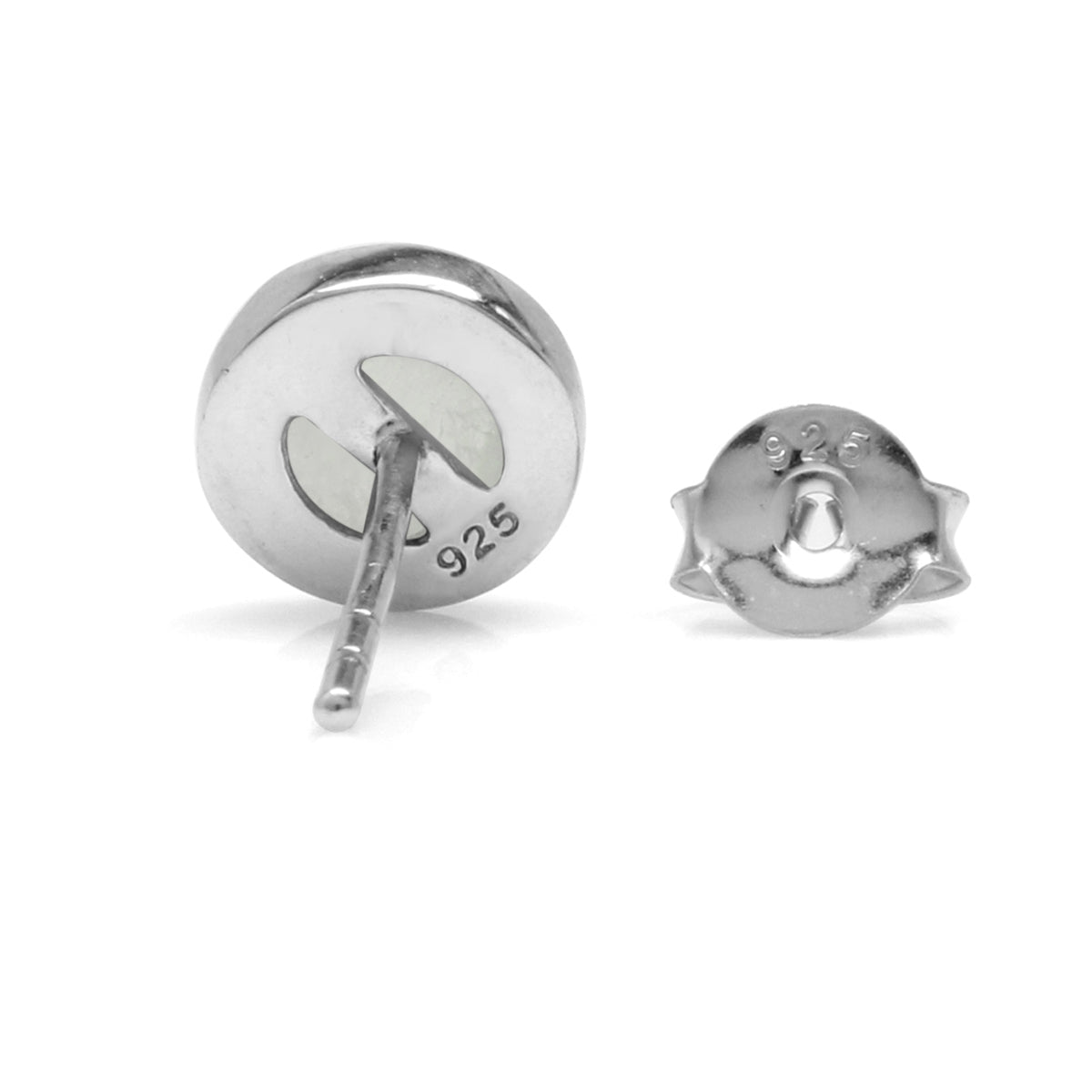 6 mm Natural Round Shape Rainbow Moonstone 925 Sterling Silver Stud Earrings - Silvershake-store