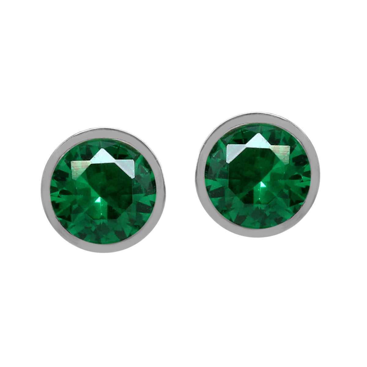 5MM Petite Created Nano Green Emerald 925 Sterling Silver Filigree Stud Earrings May Birthstone - Silvershake-store