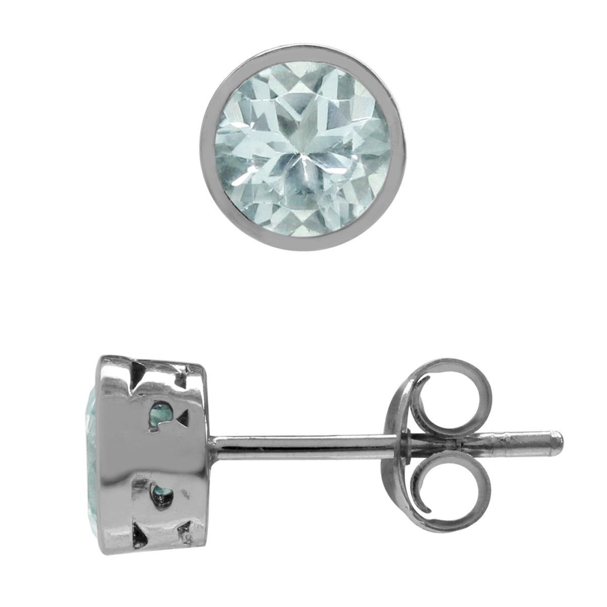 5MM Petite Genuine Light Blue Aquamarine 925 Sterling Silver Filigree Stud Earrings March Birthstone - Silvershake-store