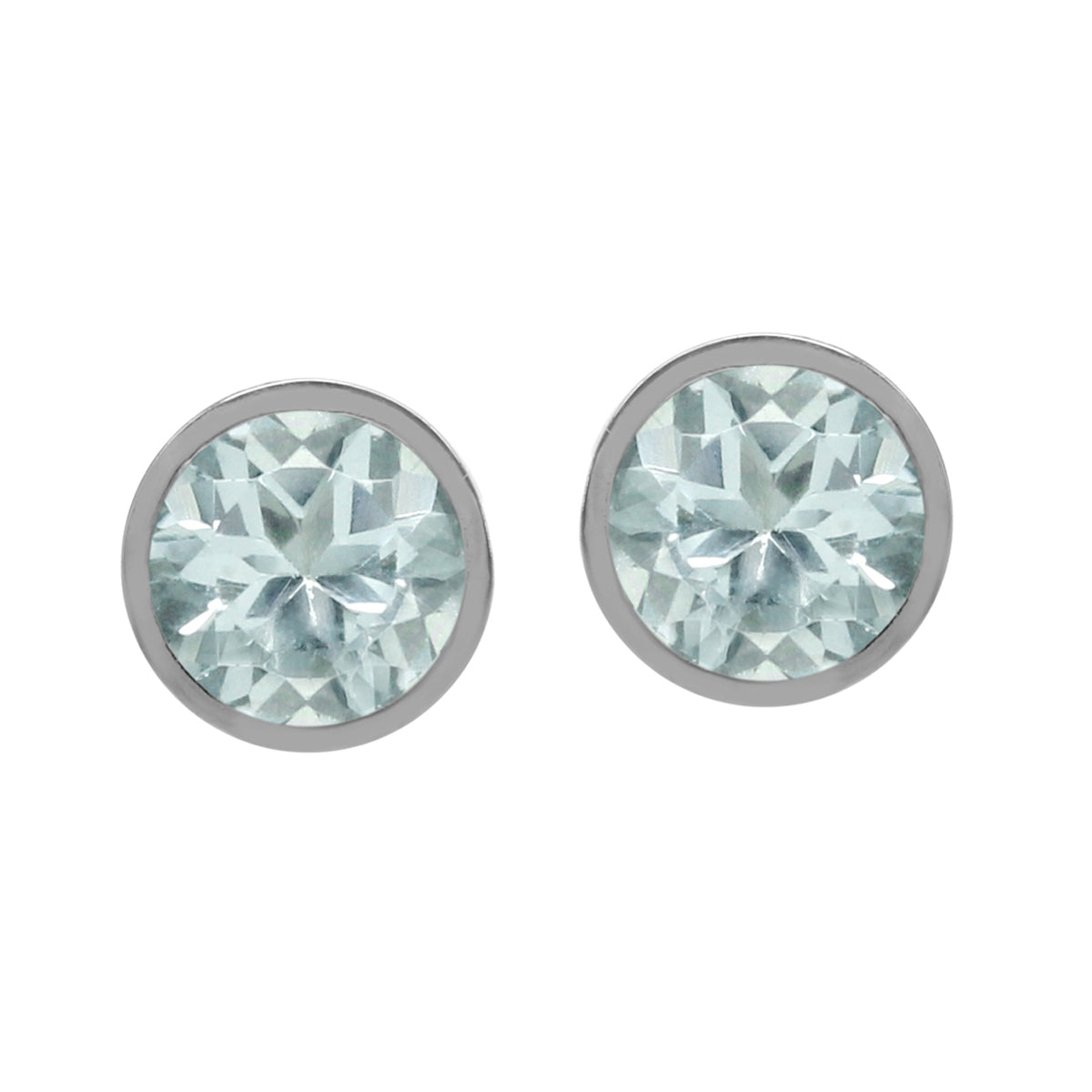 5MM Petite Genuine Light Blue Aquamarine 925 Sterling Silver Filigree Stud Earrings March Birthstone - Silvershake-store