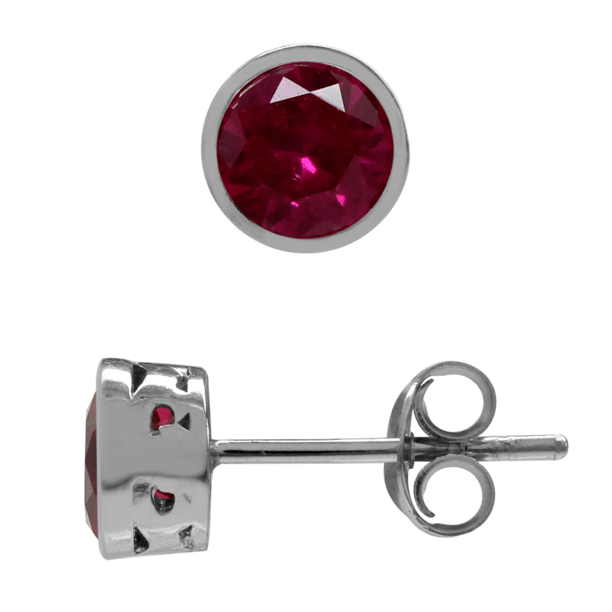 5MM Petite Simulated Red Ruby 925 Sterling Silver Filigree Stud Earrings July Birthstone - Silvershake-store