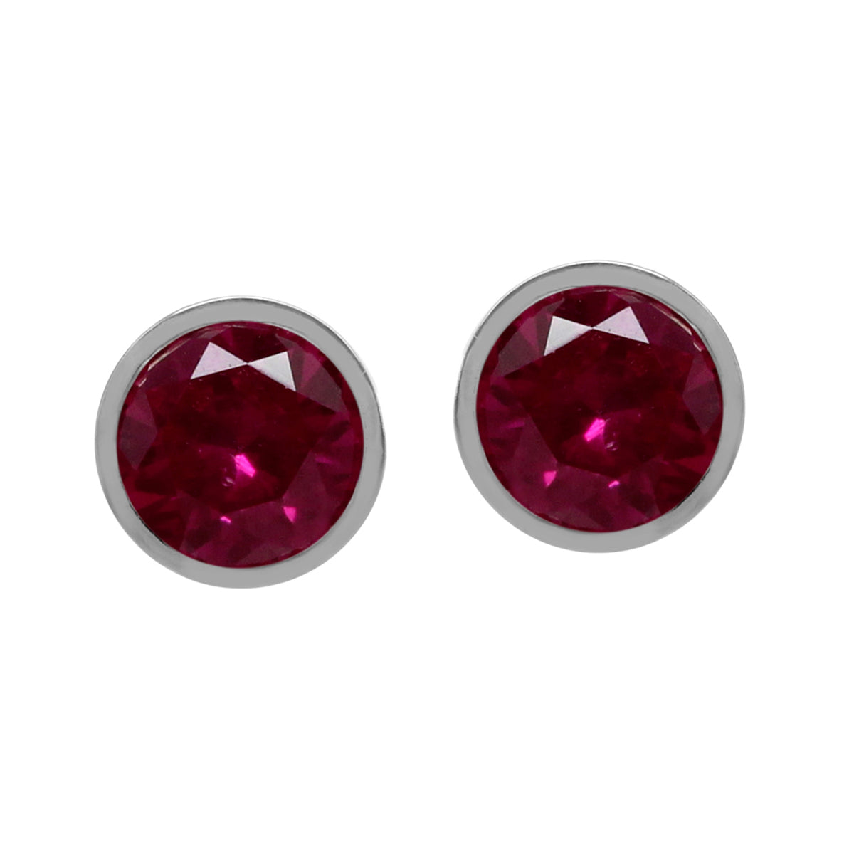 5MM Petite Simulated Red Ruby 925 Sterling Silver Filigree Stud Earrings July Birthstone - Silvershake-store