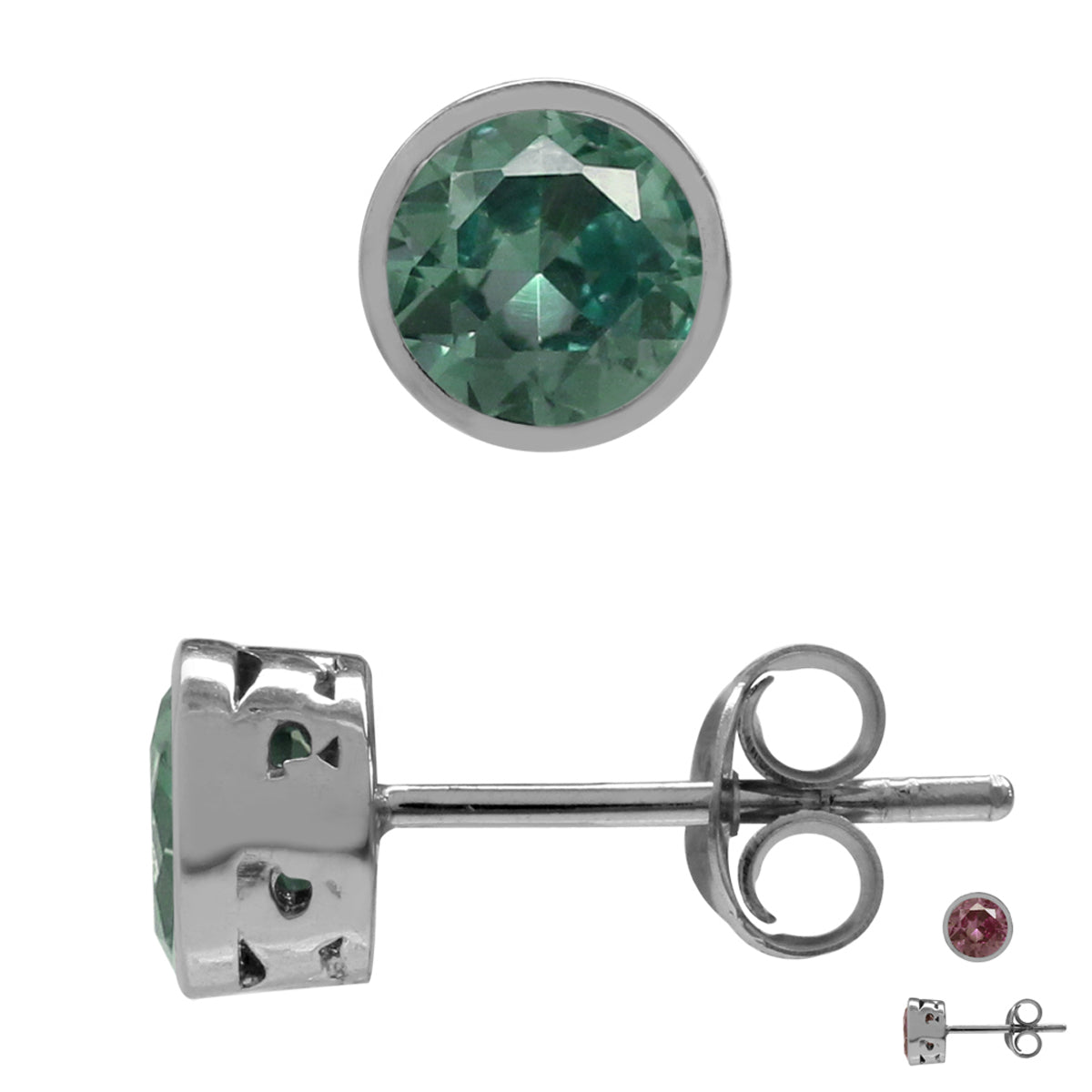 5MM Petite Created Color Change Alexandrite 925 Sterling Silver Filigree Stud Earrings June Birthstone - Silvershake-store