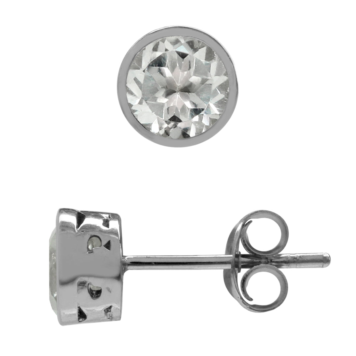 5MM Petite Genuine White Topaz 925 Sterling Silver Filigree Stud Earrings April Birthstone Substitution for Diamond - Silvershake-store