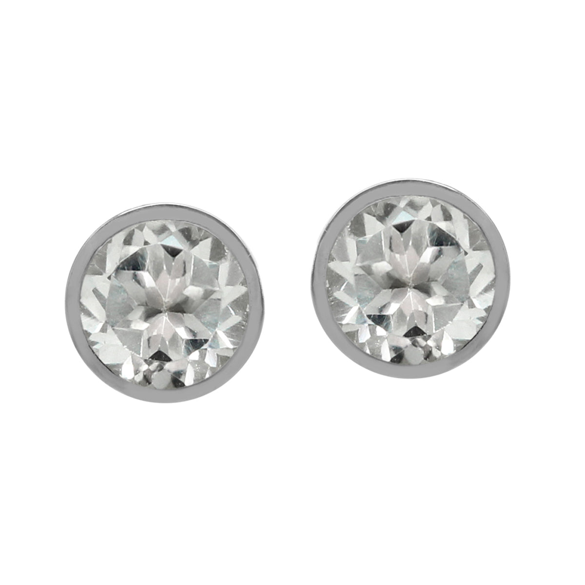 5MM Petite Genuine White Topaz 925 Sterling Silver Filigree Stud Earrings April Birthstone Substitution for Diamond - Silvershake-store