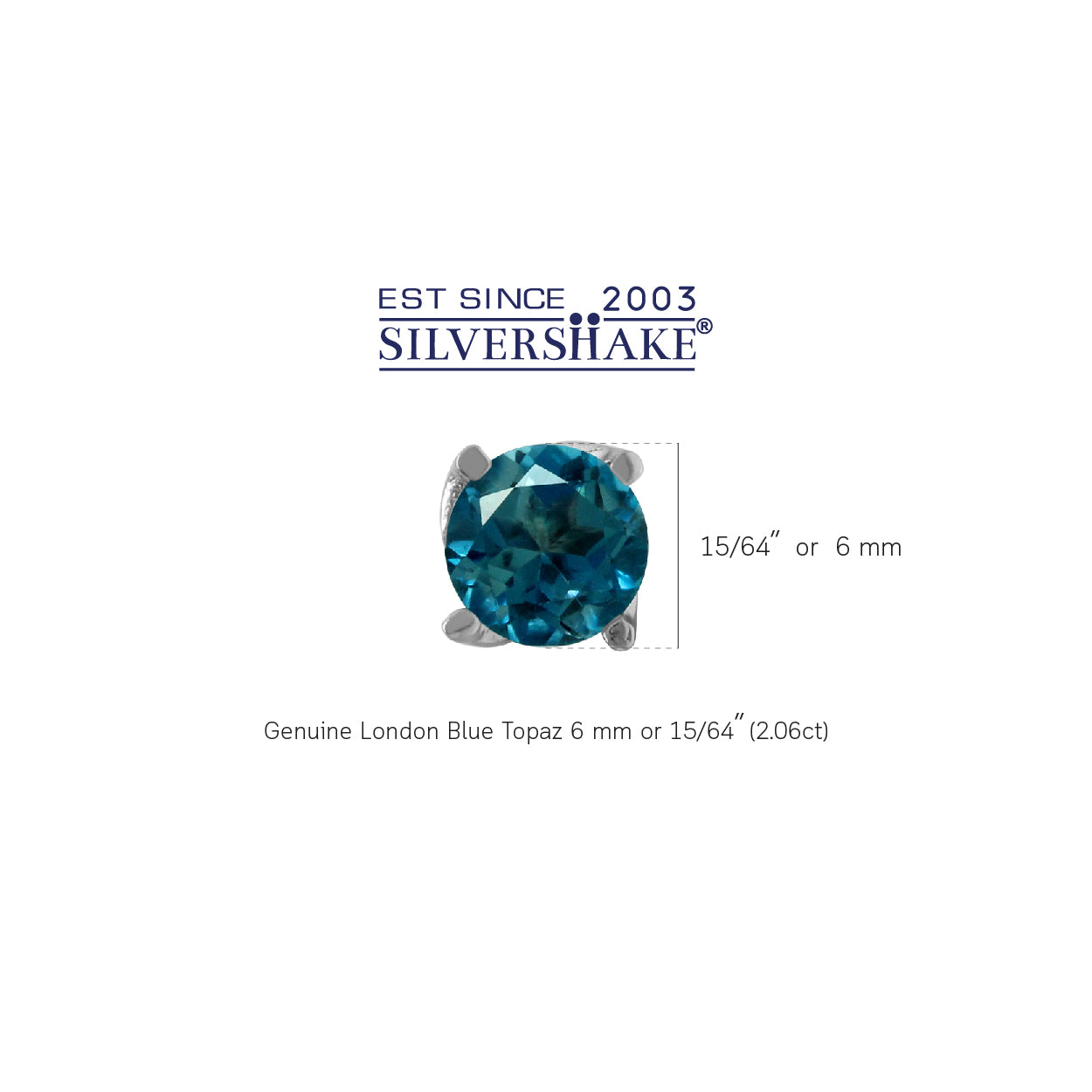 2 Ct 6MM Genuine London Blue Topaz Gemstone 925 Sterling Silver Stud Earrings - Silvershake-store