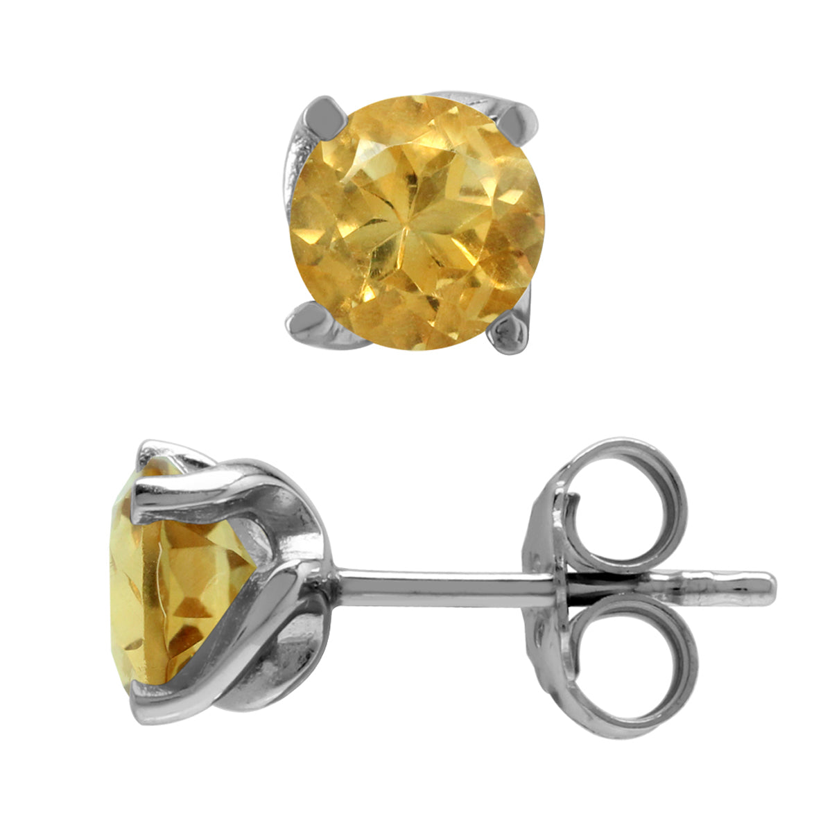 1.5 Ct 6MM Genuine Yellow Citrine Gemstone 925 Sterling Silver Stud Earrings - Silvershake-store