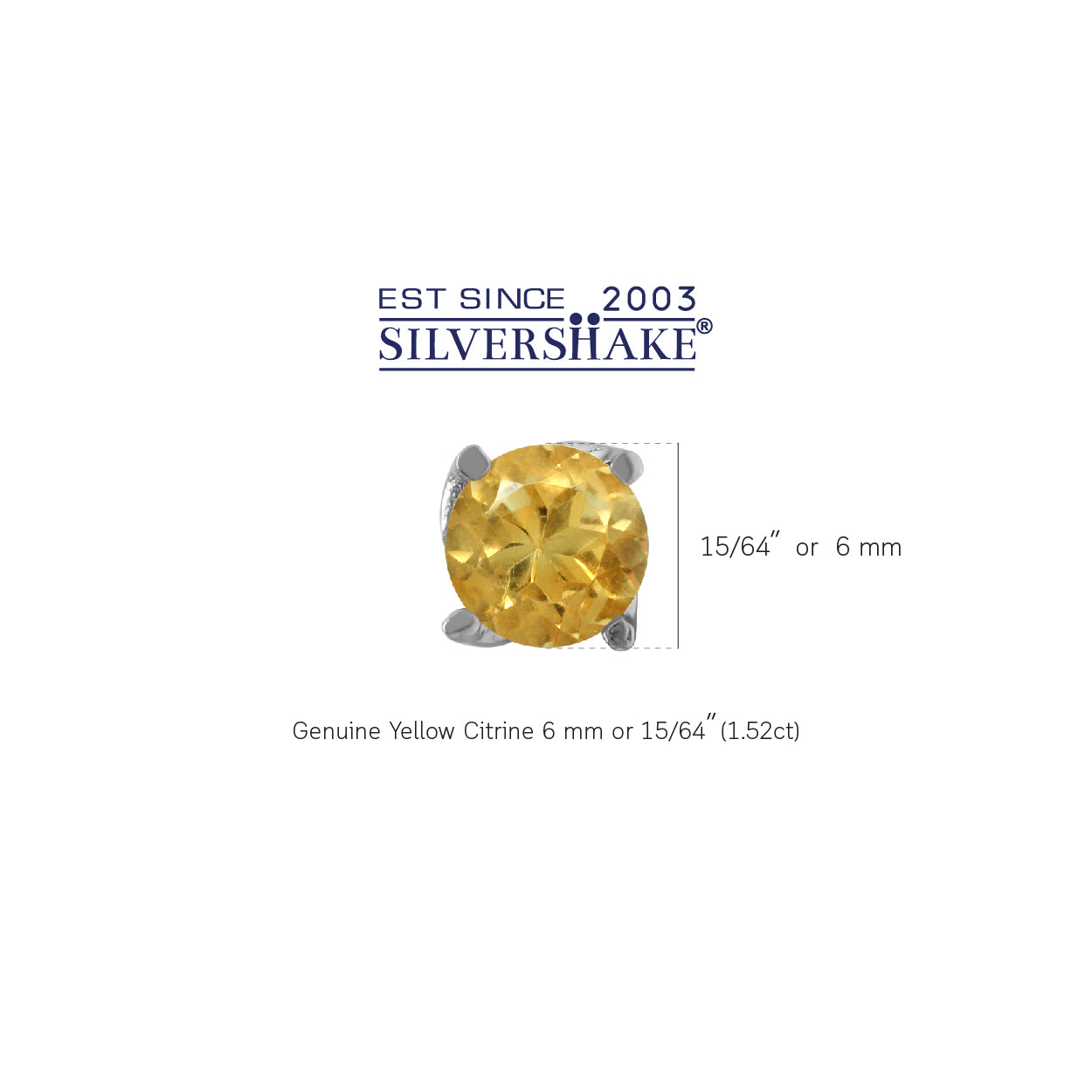 1.5 Ct 6MM Genuine Yellow Citrine Gemstone 925 Sterling Silver Stud Earrings - Silvershake-store