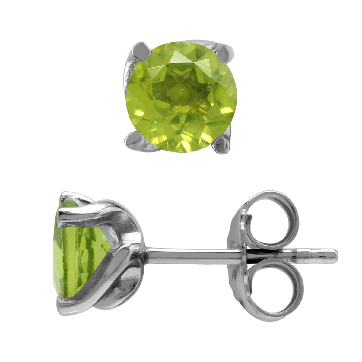 1.9 Ct 6MM Natural Green Peridot Gemstone 925 Sterling Silver Stud Earrings - Silvershake-store