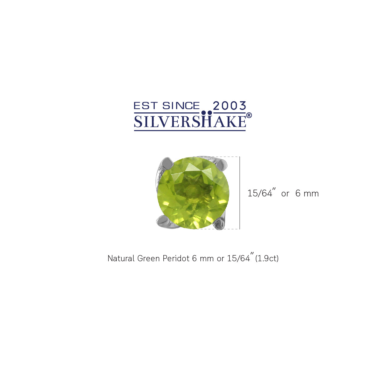 1.9 Ct 6MM Natural Green Peridot Gemstone 925 Sterling Silver Stud Earrings - Silvershake-store