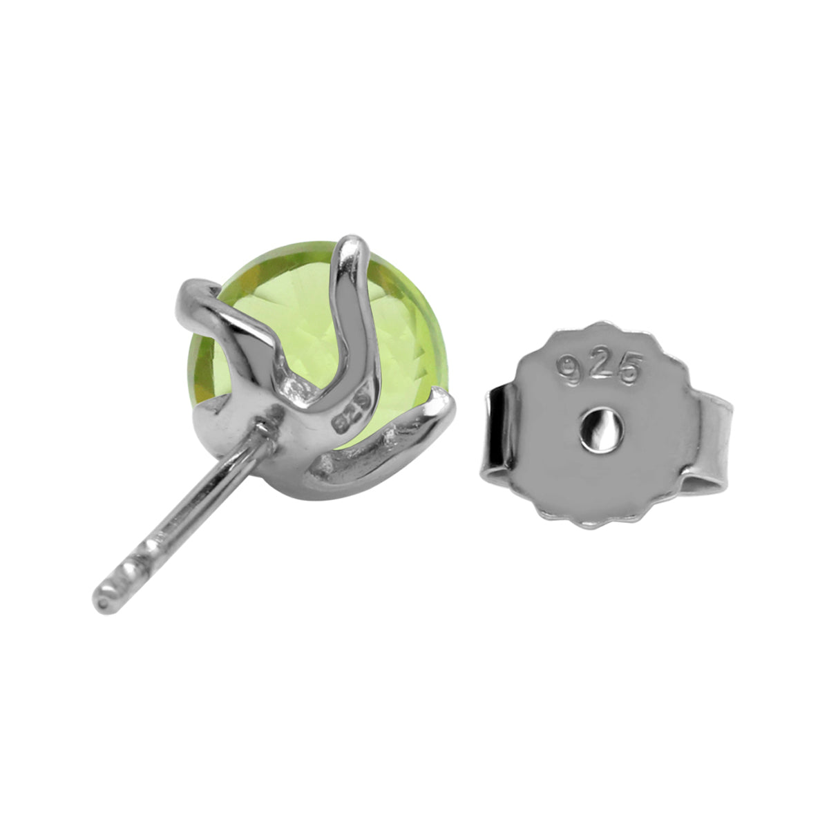 1.9 Ct 6MM Natural Green Peridot Gemstone 925 Sterling Silver Stud Earrings - Silvershake-store