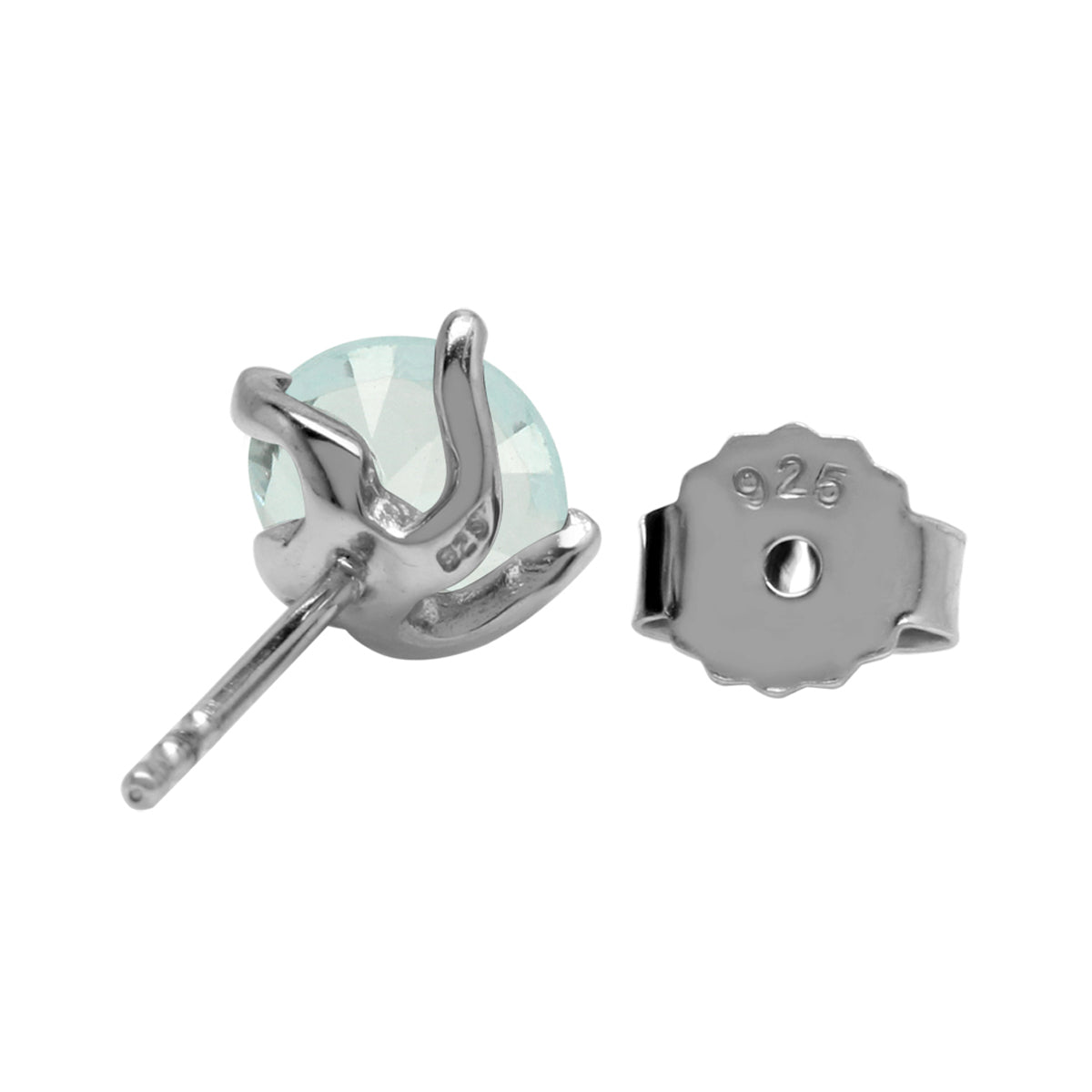1.3 Ct 6MM Genuine Light Blue Aquamarine Gemstone 925 Sterling Silver Stud Earrings - Silvershake-store