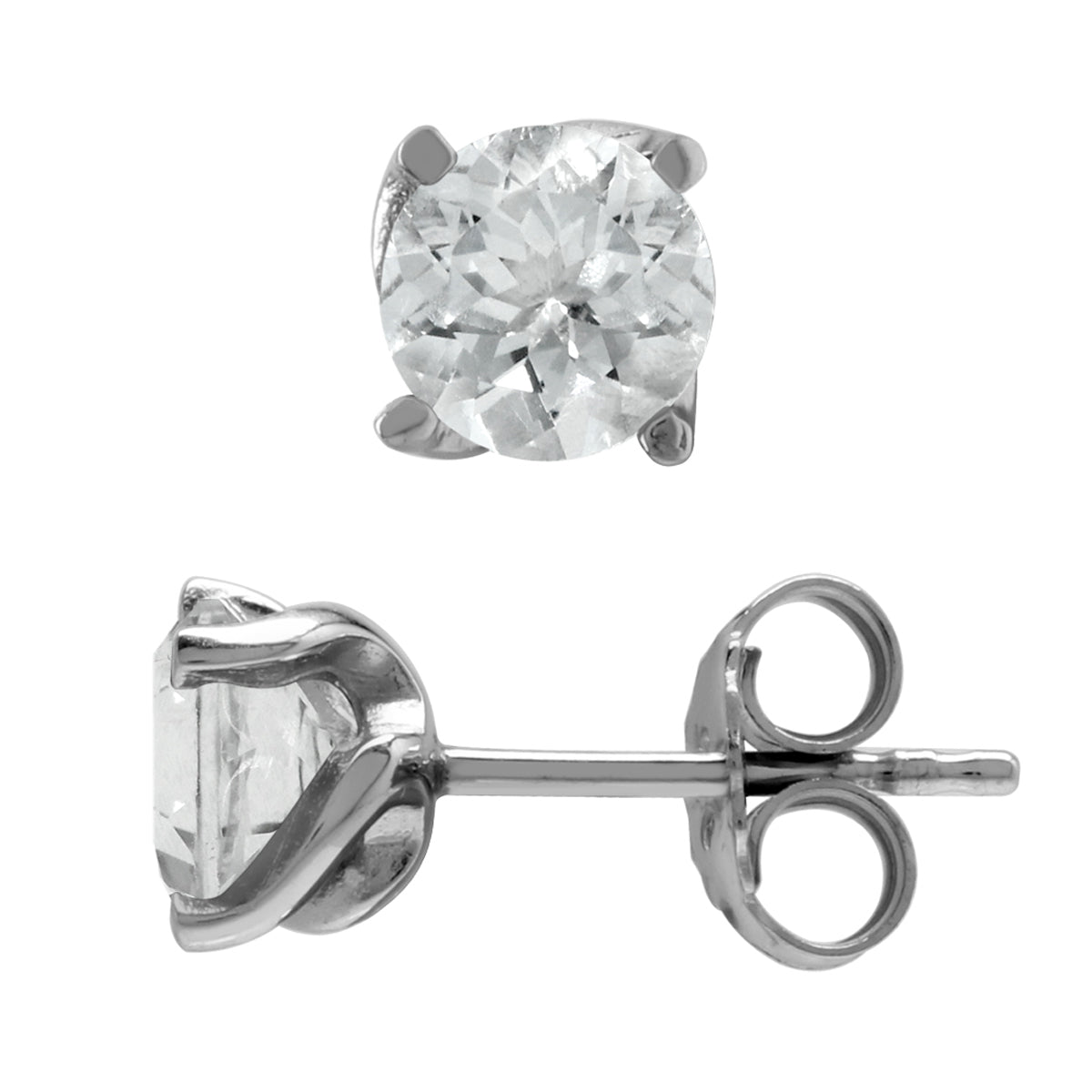 1.9 Ct 6MM Genuine White Topaz Gemstone 925 Sterling Silver Stud Earrings - Silvershake-store