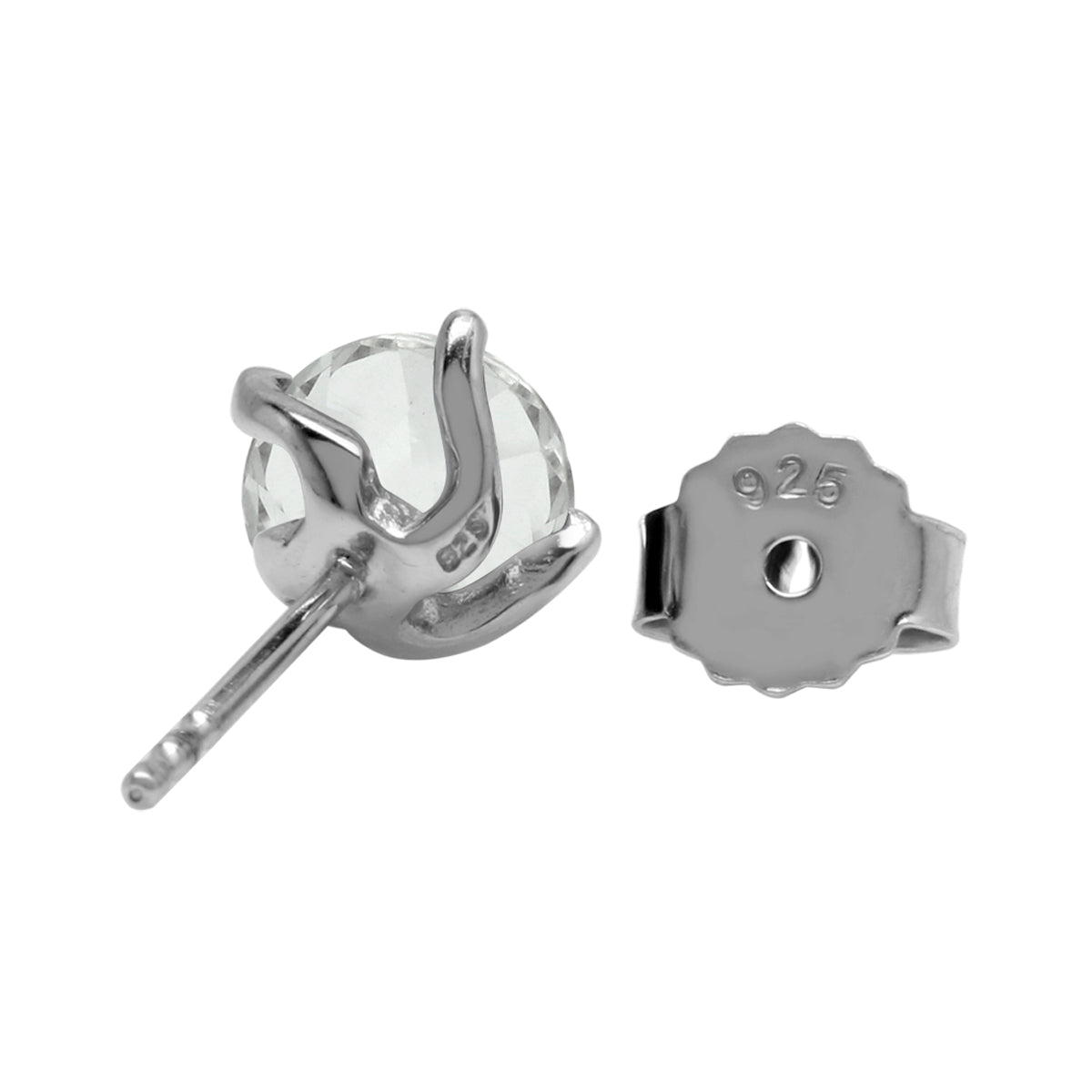 1.9 Ct 6MM Genuine White Topaz Gemstone 925 Sterling Silver Stud Earrings - Silvershake-store