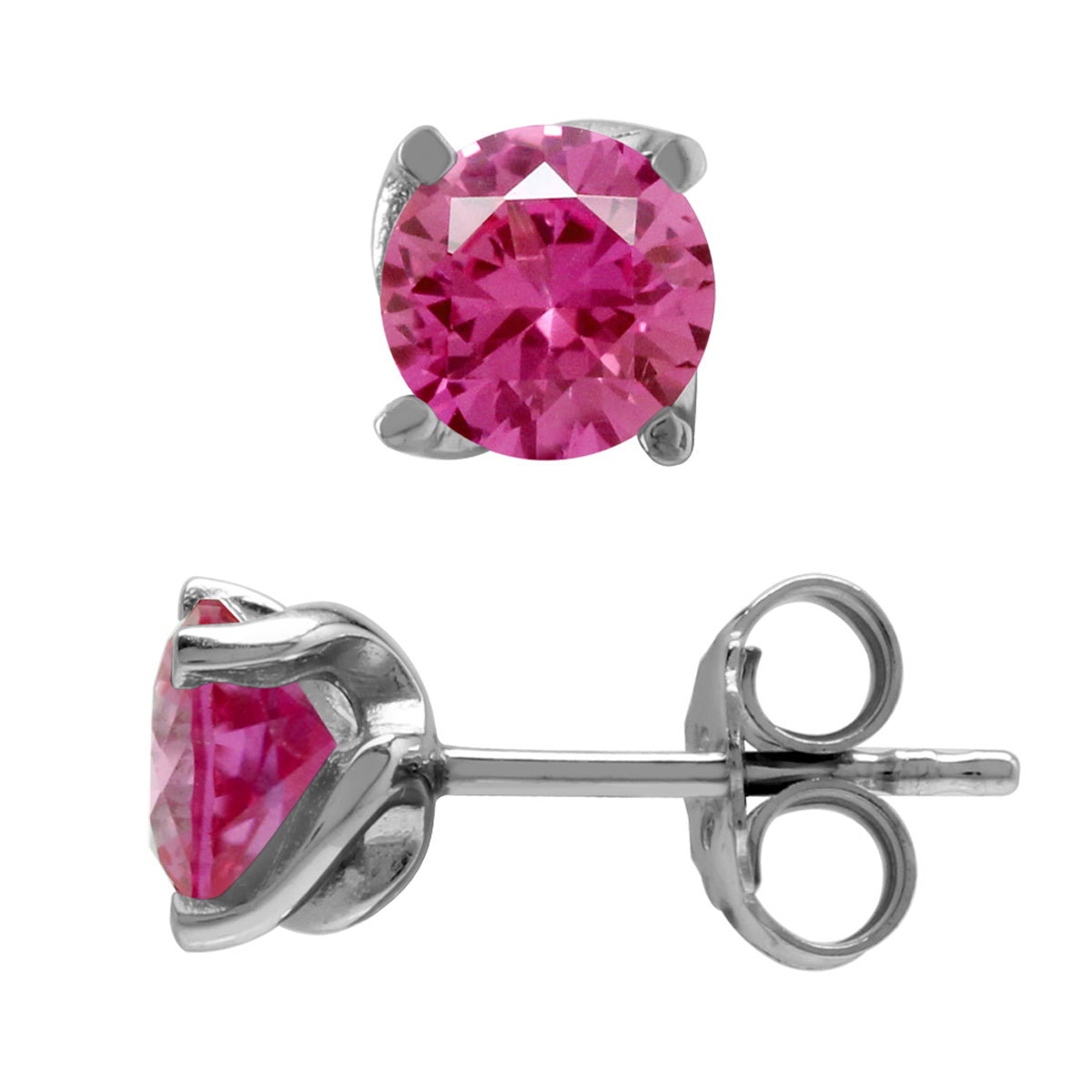 1.9 Ct 6MM Created Pink Tourmaline 925 Sterling Silver Stud Earrings - Silvershake-store