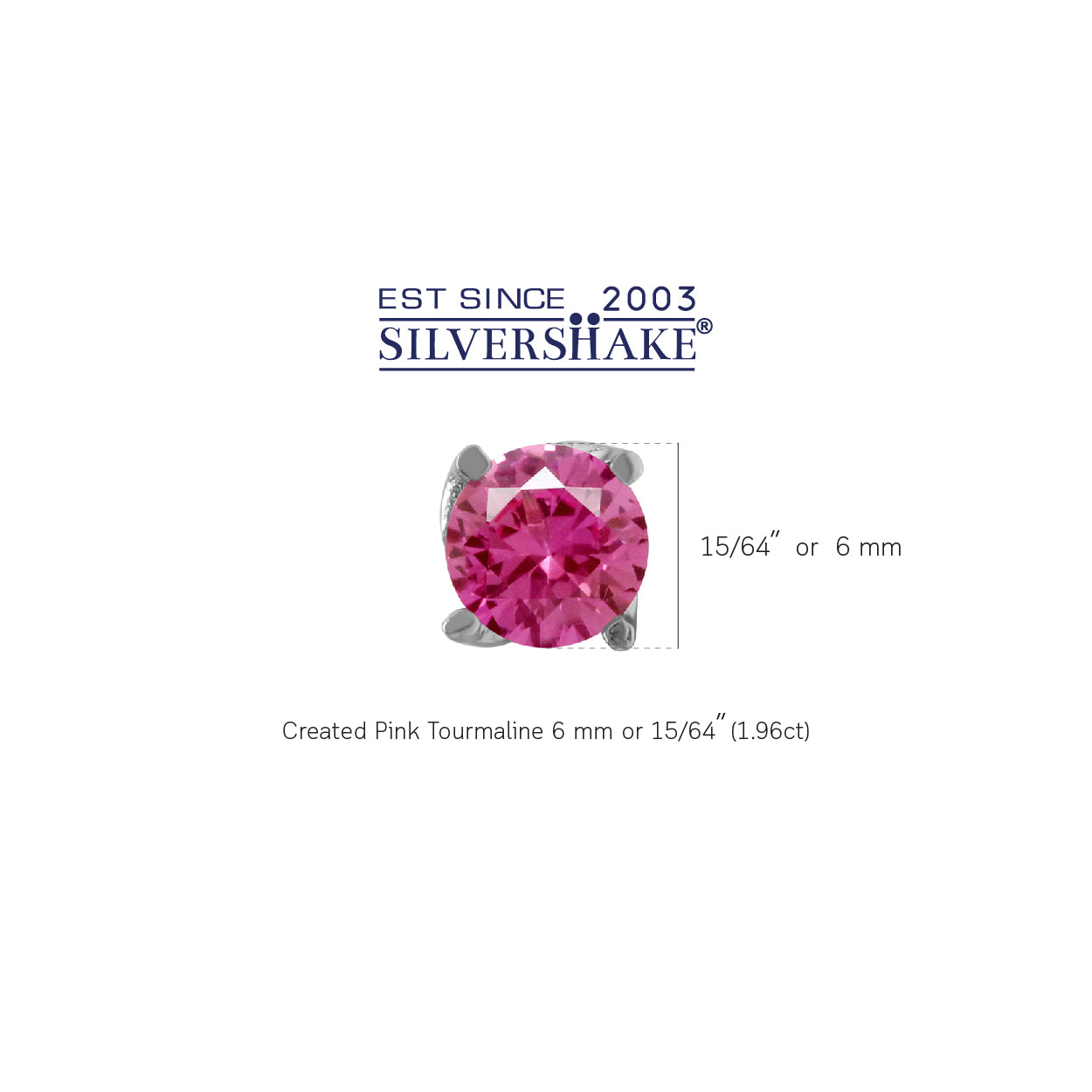 1.9 Ct 6MM Created Pink Tourmaline 925 Sterling Silver Stud Earrings - Silvershake-store