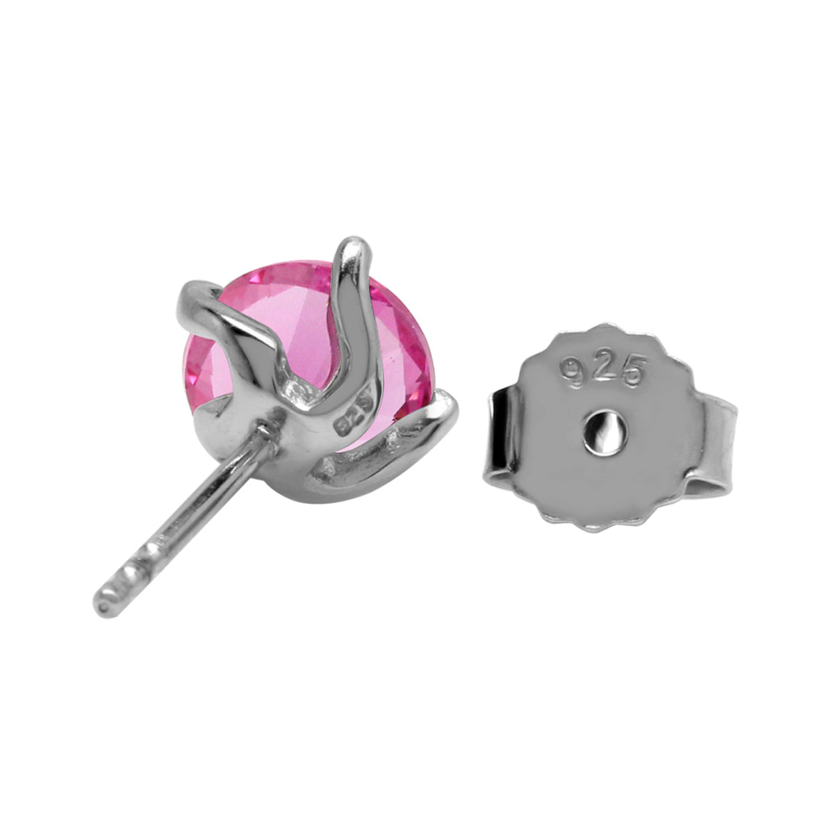 1.9 Ct 6MM Created Pink Tourmaline 925 Sterling Silver Stud Earrings - Silvershake-store