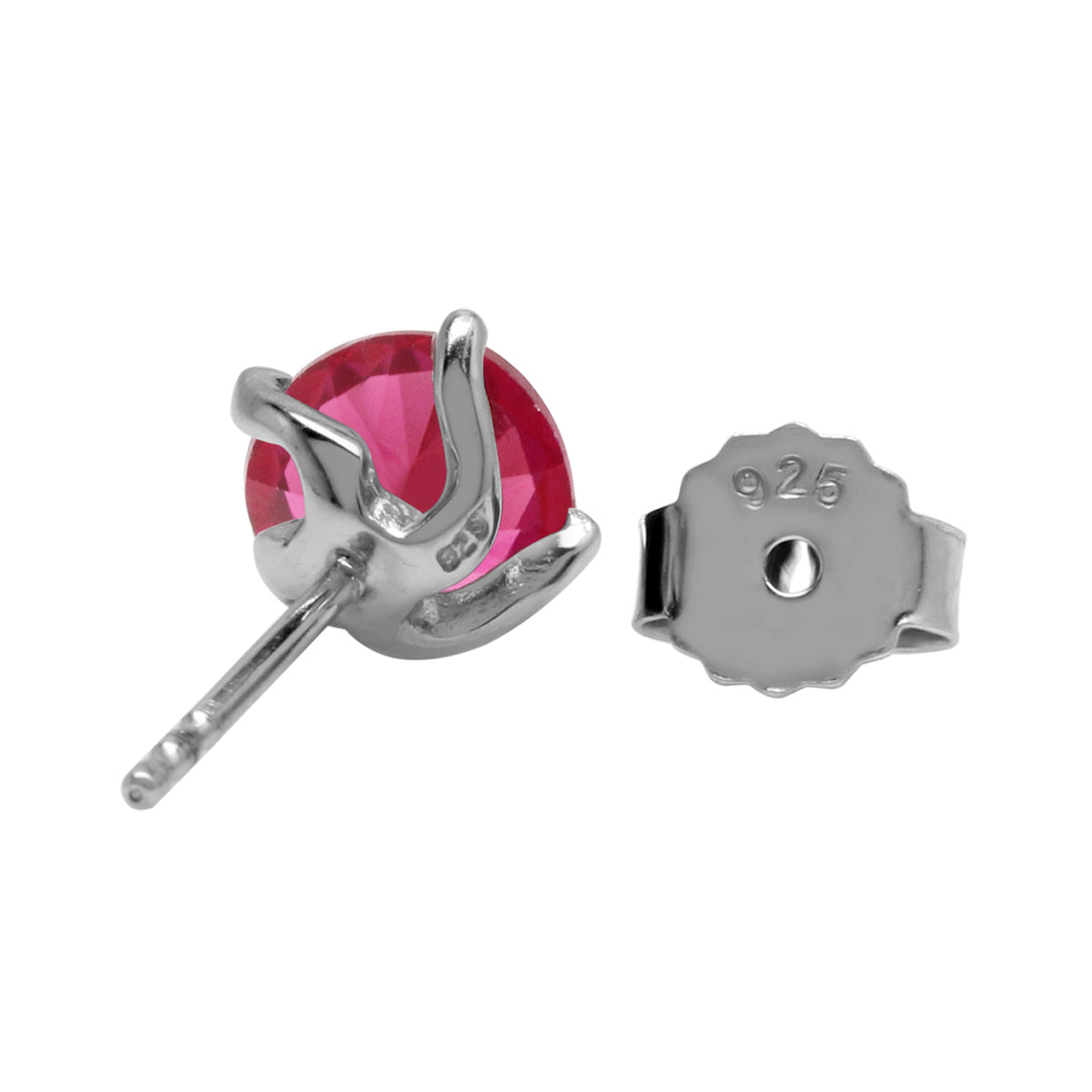 1.9 Ct 6MM Synthetic or Created Red Ruby 925 Sterling Silver Stud Earrings - Silvershake-store