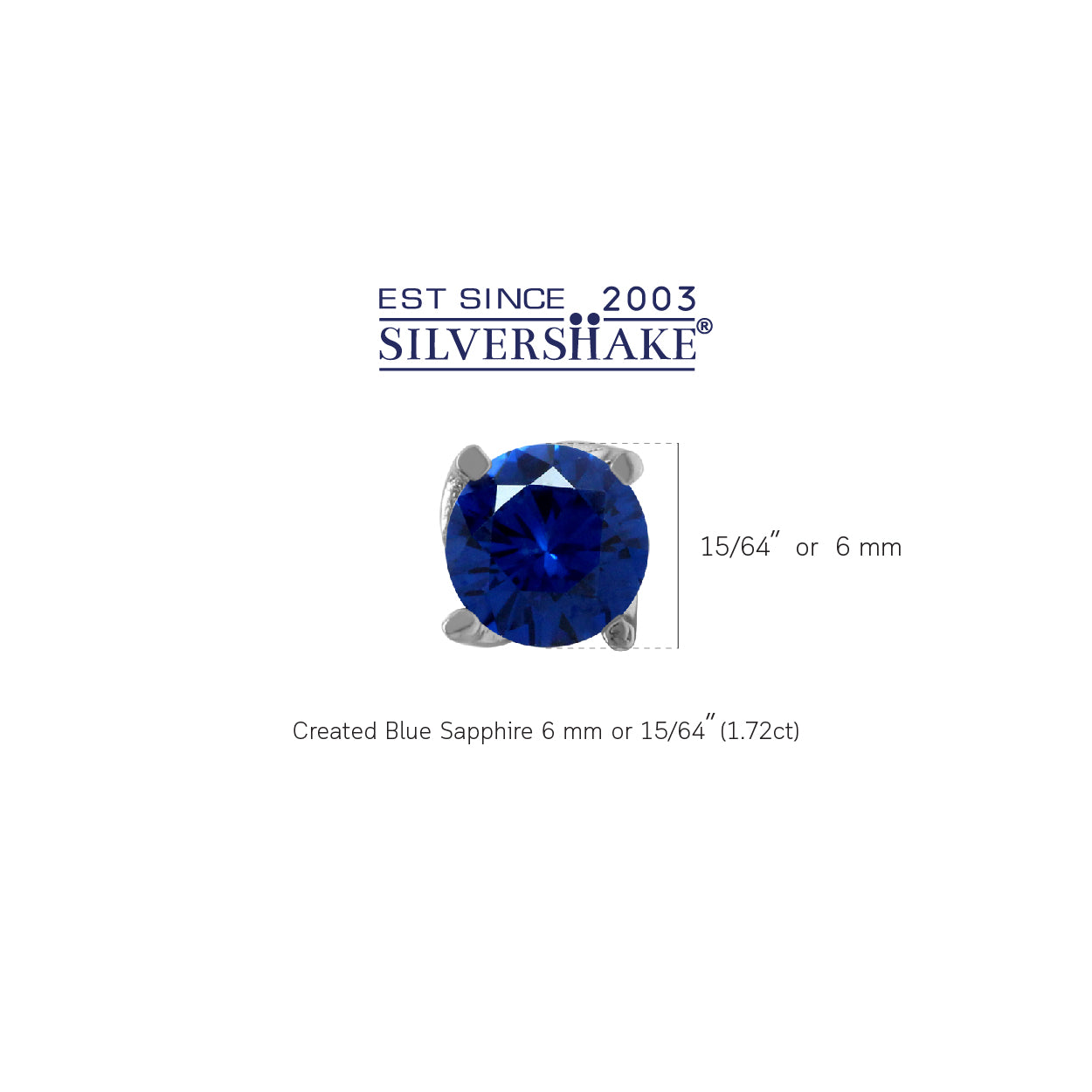 1.7 Ct 6MM Synthetic or Created Blue Sapphire Gemstone 925 Sterling Silver Stud Earrings - Silvershake-store
