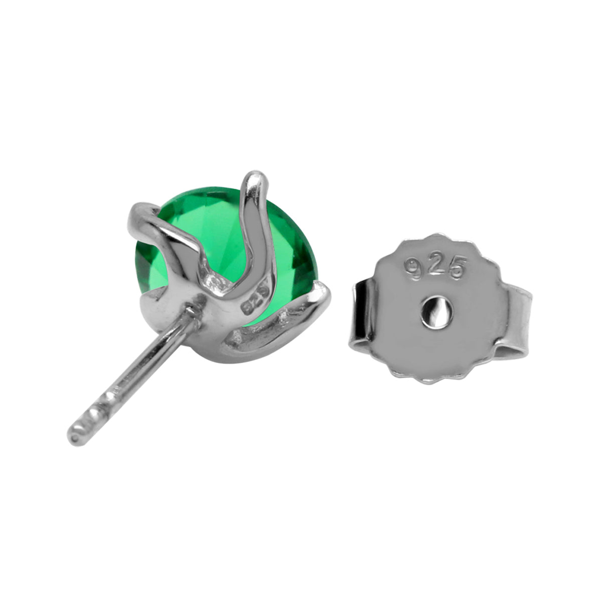 1.5 Ct 6MM Created Nano Green Emerald Gemstone 925 Sterling Silver Stud Earrings - Silvershake-store