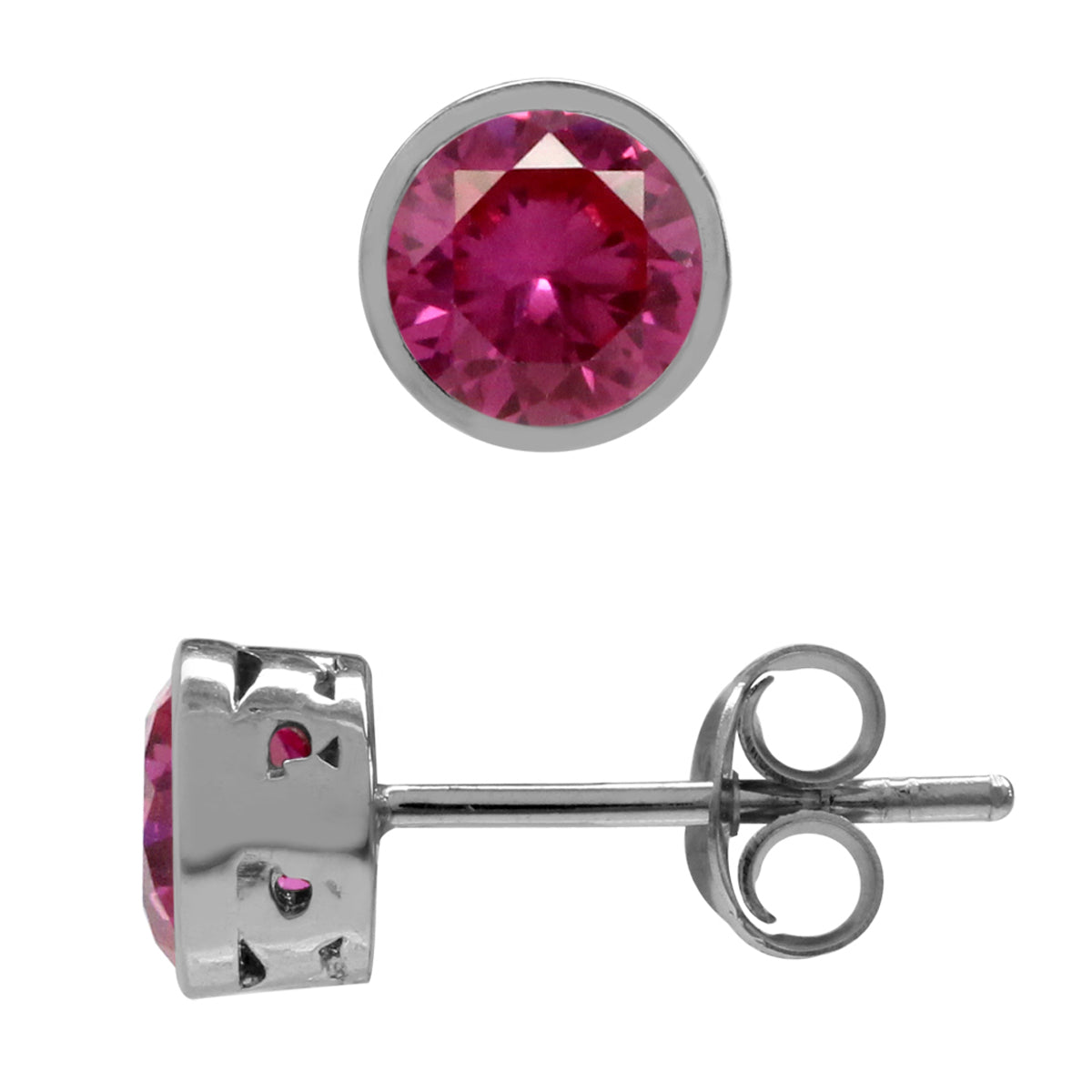 5mm Petite Created Pink Tourmaline 925 Sterling Silver Filigree Stud Earrings Jewelry for Women - Silvershake-store