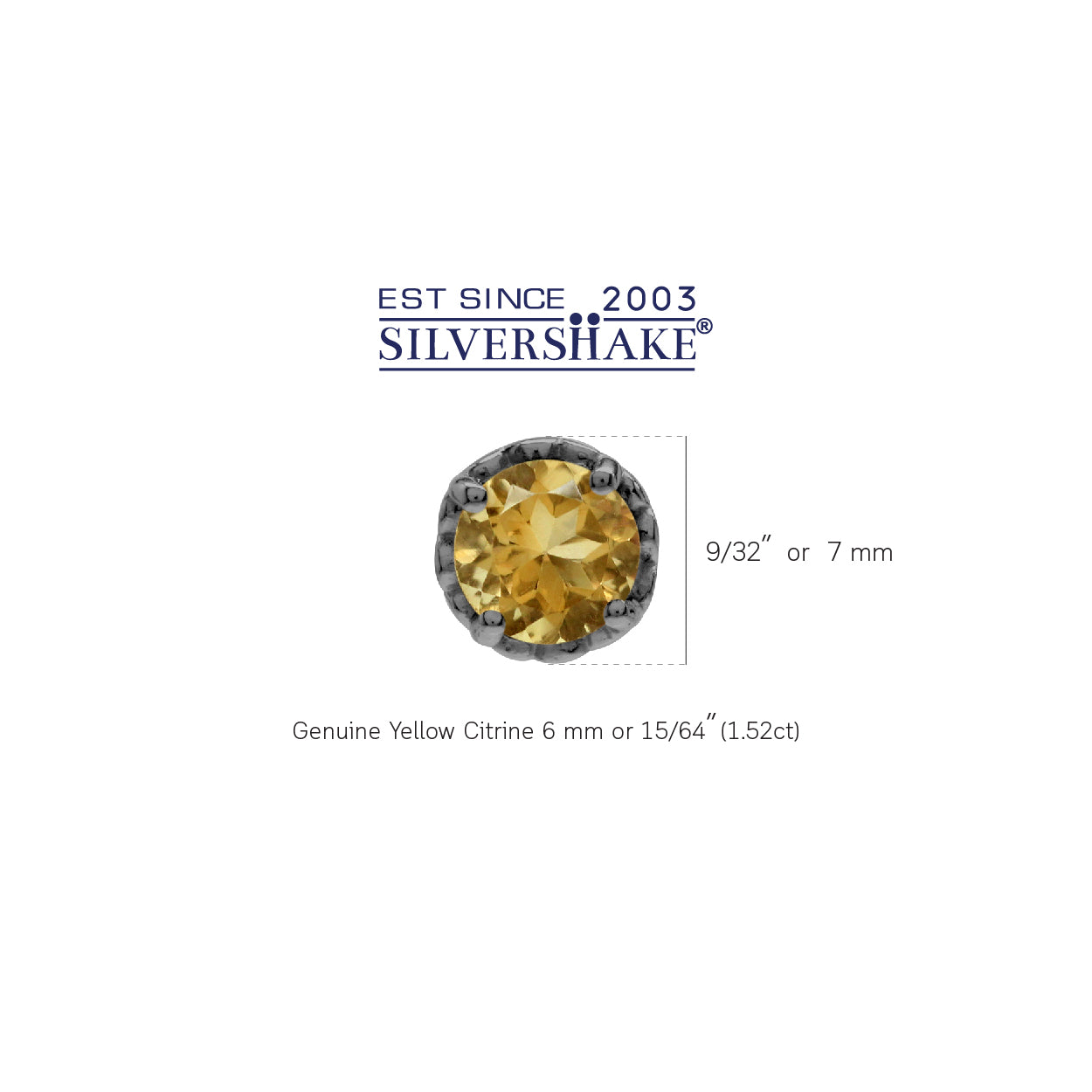 1.5 ct 6 mm Yellow Citrine Black Rhodium Plated 925 Sterling Silver Victorian Style Stud Post Earrings - Silvershake-store