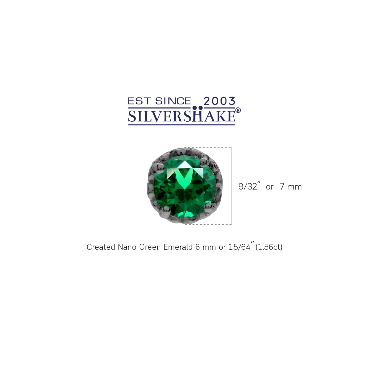1.5 ct 6 mm Created Nano Green Emerald Black Rhodium Plated 925 Sterling Silver Victorian Style Stud Post Earrings - Silvershake-store