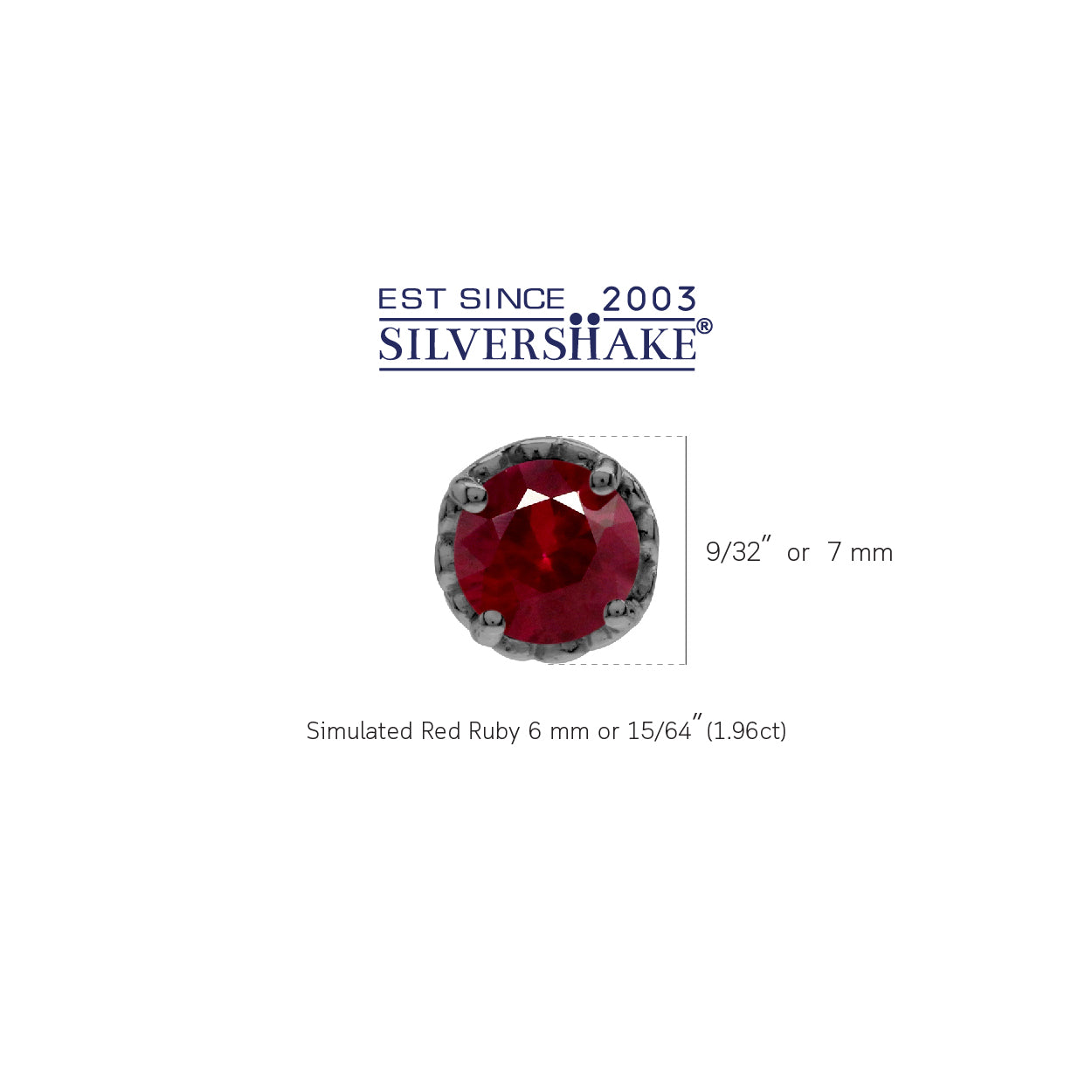 1.9 ct 6 mm Simulated Red Ruby Black Rhodium Plated 925 Sterling Silver Victorian Style Stud Post Earrings - Silvershake-store