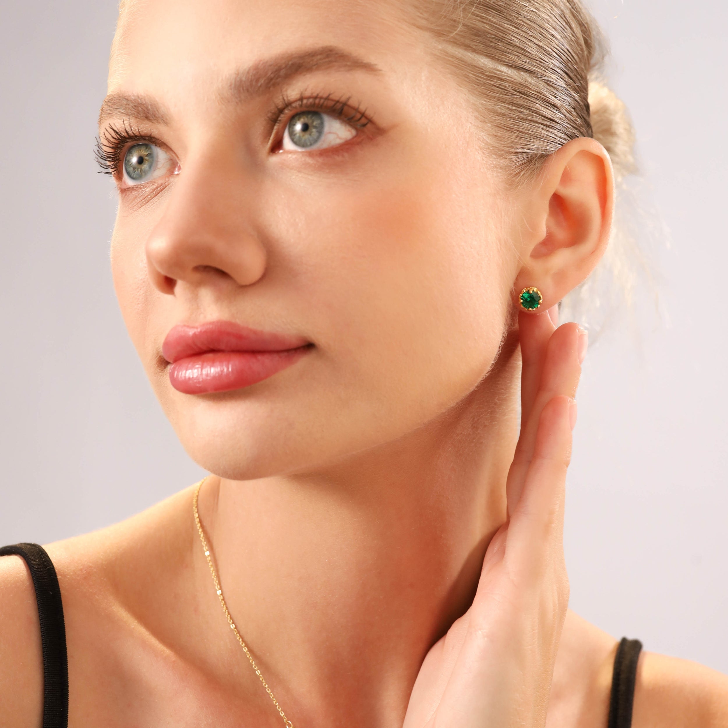 1.9 ct 6 mm Created Blue Sapphire Black Rhodium Plated 925 Sterling Silver Victorian Style Stud Post Earrings - Silvershake-store