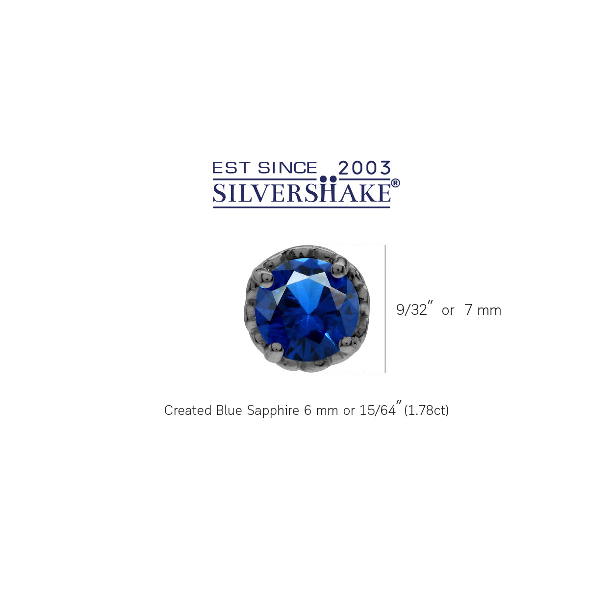 1.9 ct 6 mm Created Blue Sapphire Black Rhodium Plated 925 Sterling Silver Victorian Style Stud Post Earrings - Silvershake-store