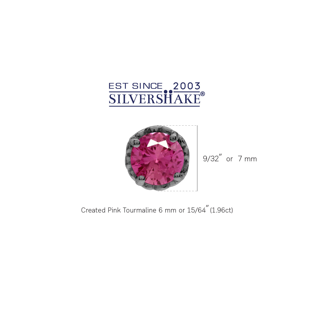 6MM Round Shape Created Pink Tourmaline Black Rhodium Plated 925 Sterling Silver Heart Victorian Style Stud Post Earrings October Gemstone Birthstone for Women - Silvershake-store