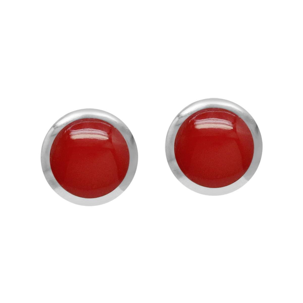 Petite 4mm Created Red Coral Inlay 925 Sterling Silver Stud Earrings Womens Jewelry Best for Second and Third Hole - Silvershake-store